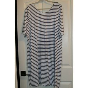 Junarose Striped T-Shirt Dress Organic Cotton Blue White Ribbon Nautical 2X NEW